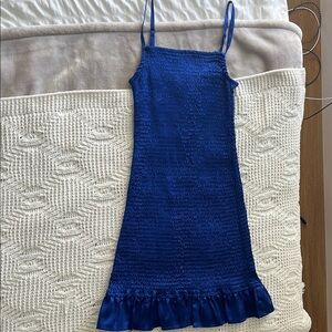 Elegant Blue Spaghetti Strap Dress